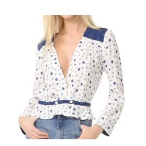 Free People Where We Roam v-neck wrap blouse size small